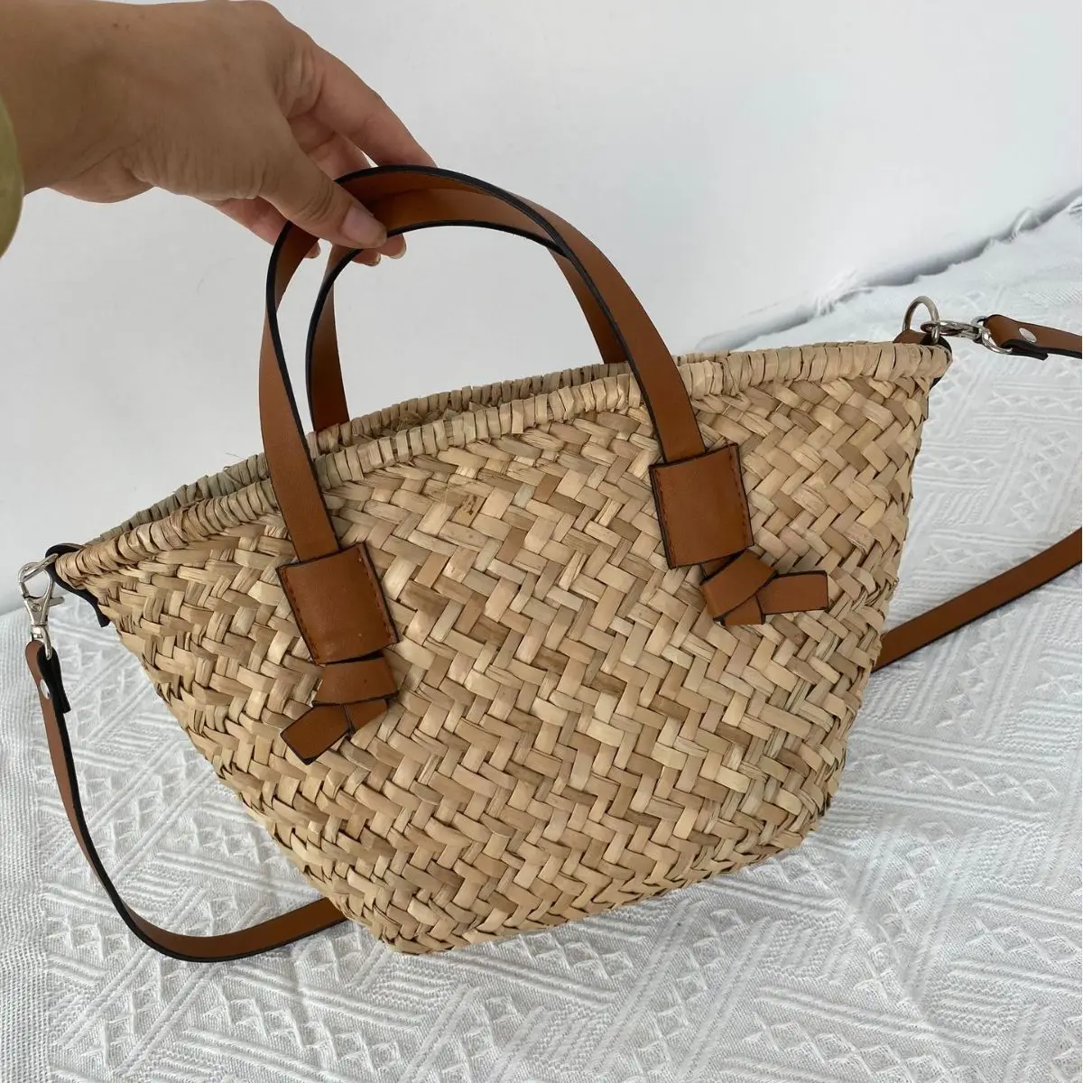 Basket Bag Wicker - Tas Anyaman Jerami Bohemian Buatan Tangan