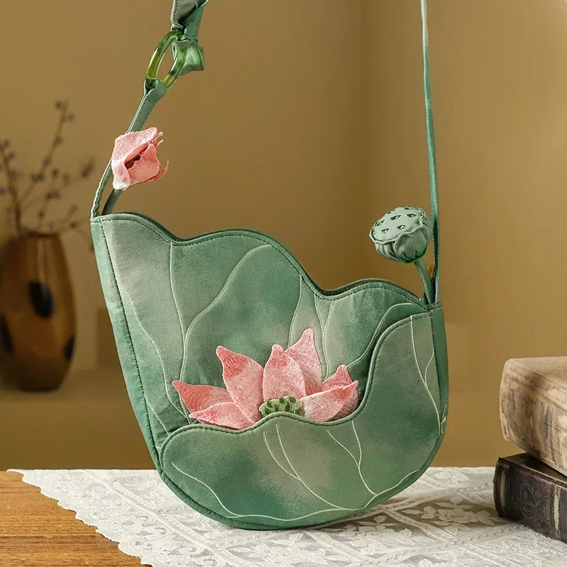 Women'S Bags New Collection - Tas Bahu Bordir Bunga Daun Teratai