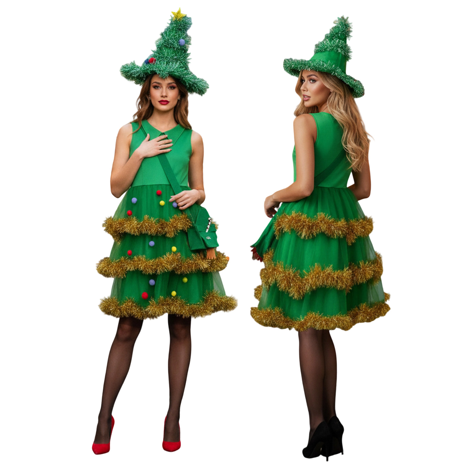 Women Bags Europe - Kostum Cosplay Pohon Natal Wanita Gaun