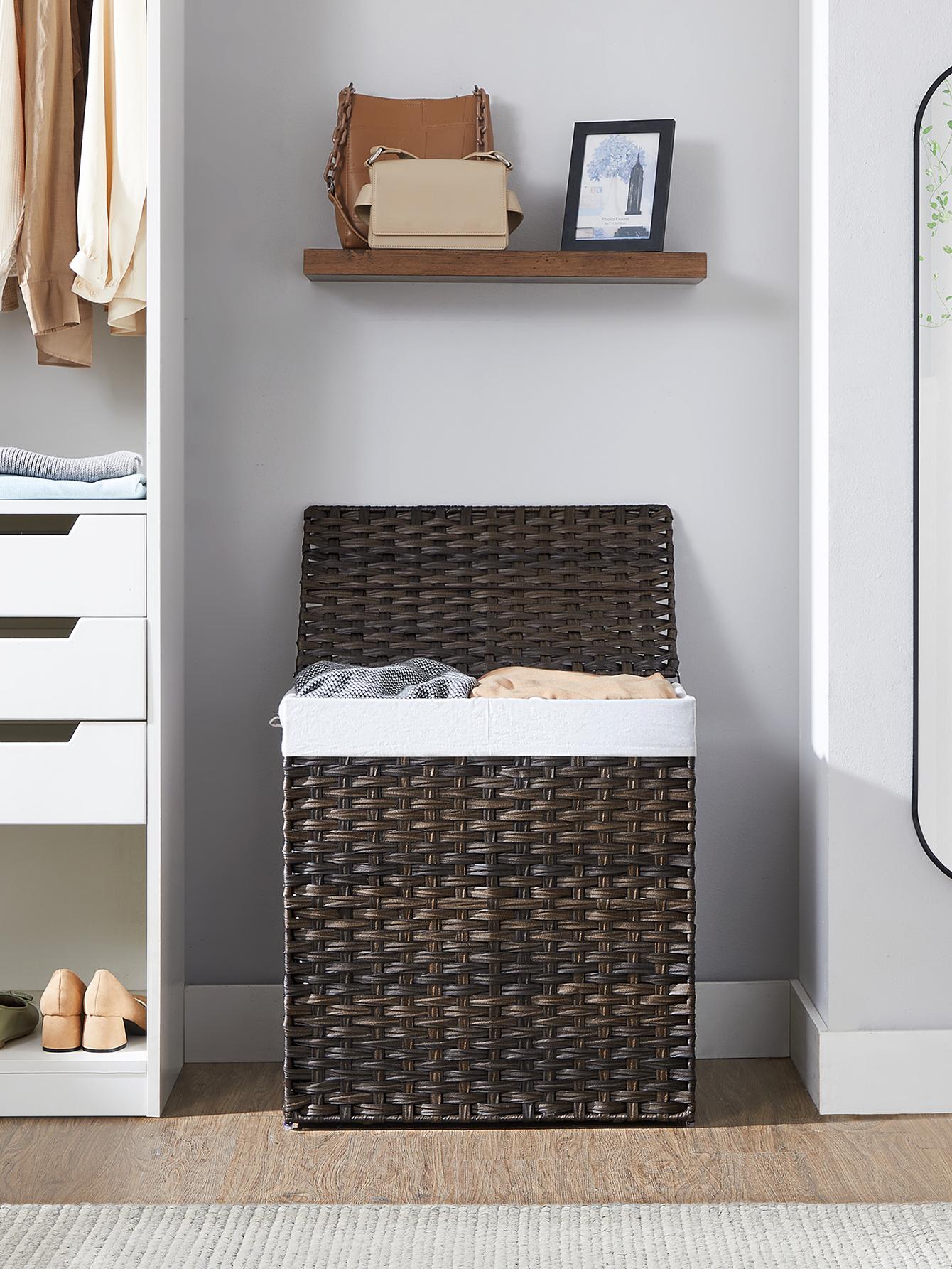 Basket Bag Wicker - Keranjang Pakaian Kotor Ganda 110L Dengan