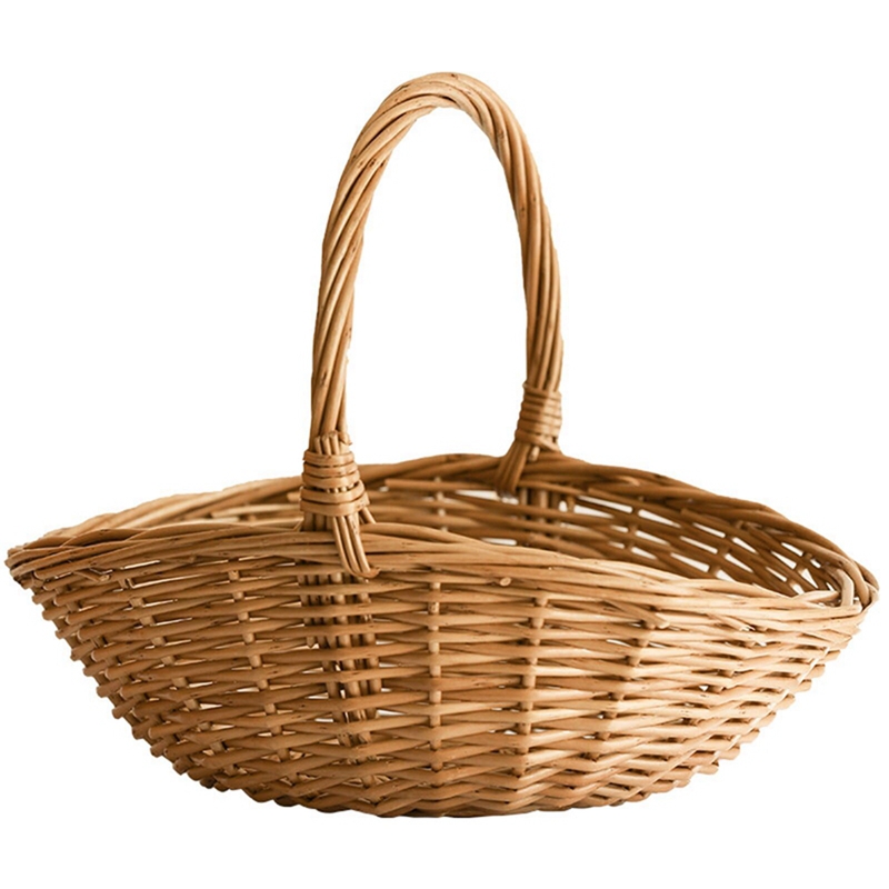 Basket Bag Wicker - Keranjang penyimpanan anyaman dengan pegangan, keranjang