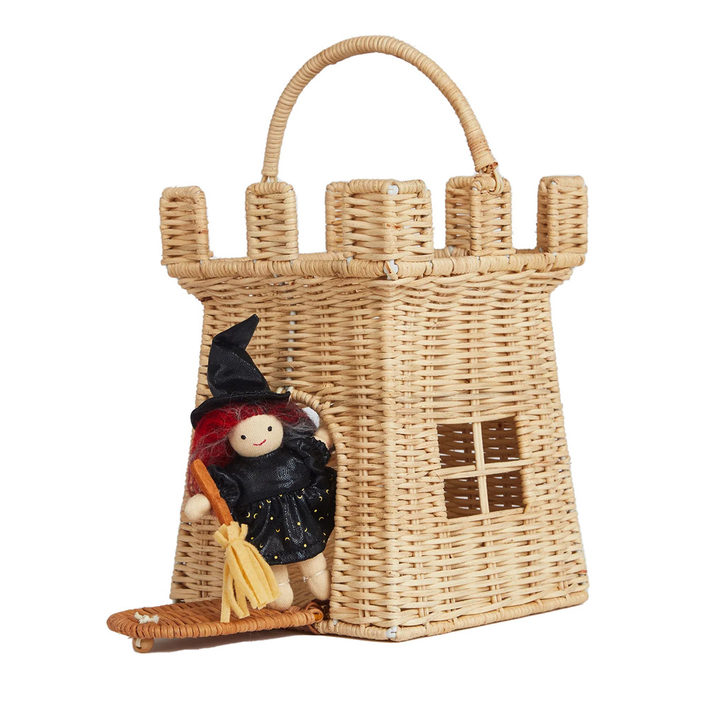 Basket Bag Wicker - Tas Anyaman Rotan Desain Kastil Buatan