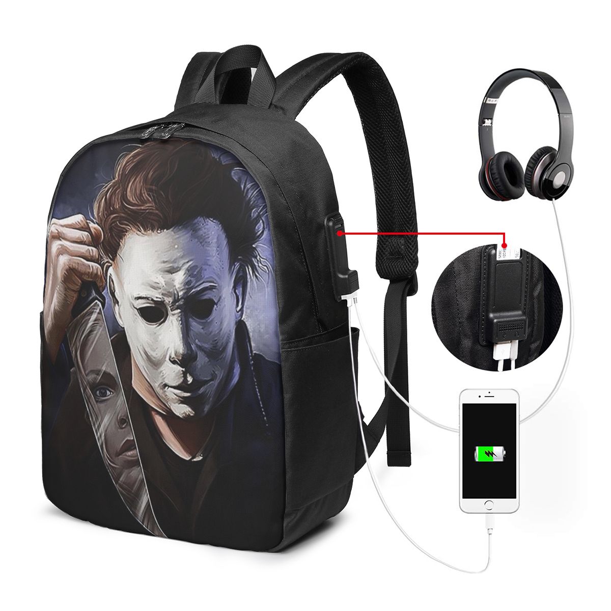 Women'S Bags Travel - Michael Myers Backpack Travel Notebook Bag