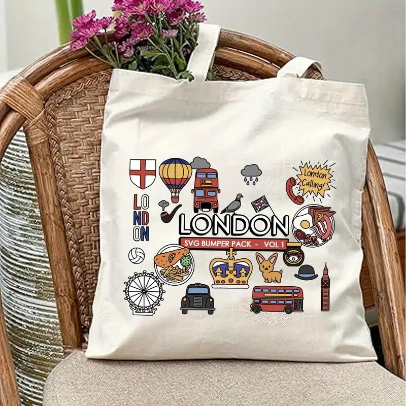 Women Bags Uk - Tas Tote Kanvas Grafis London UK