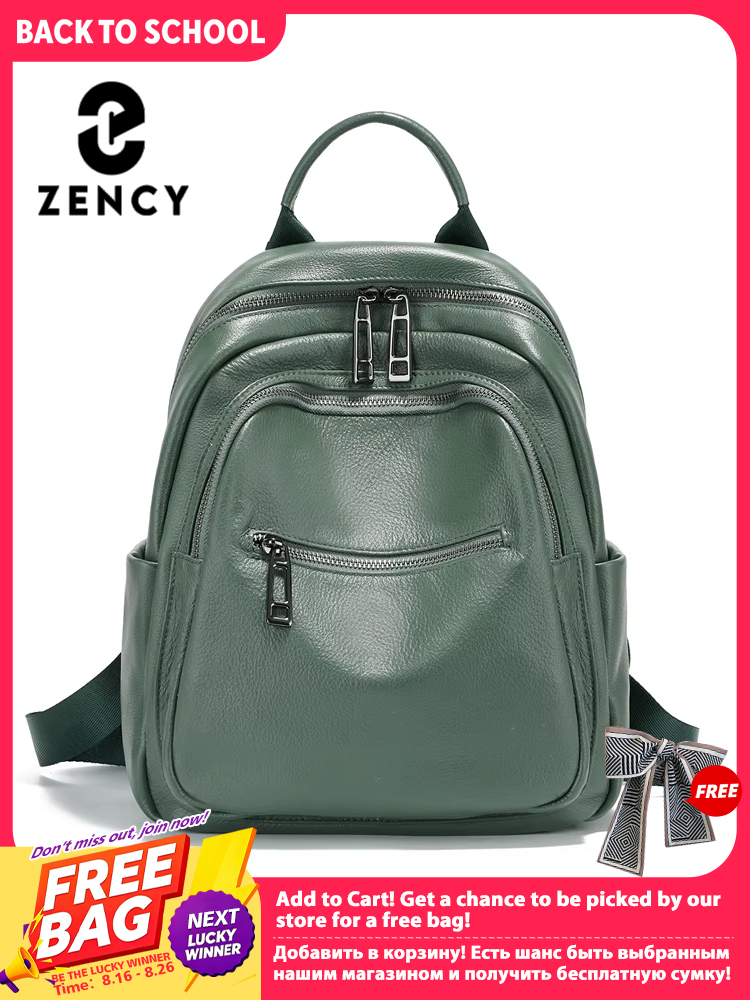 Zency Green Ransel Kulit Asli  - Women Bags Green ulasan dan harga