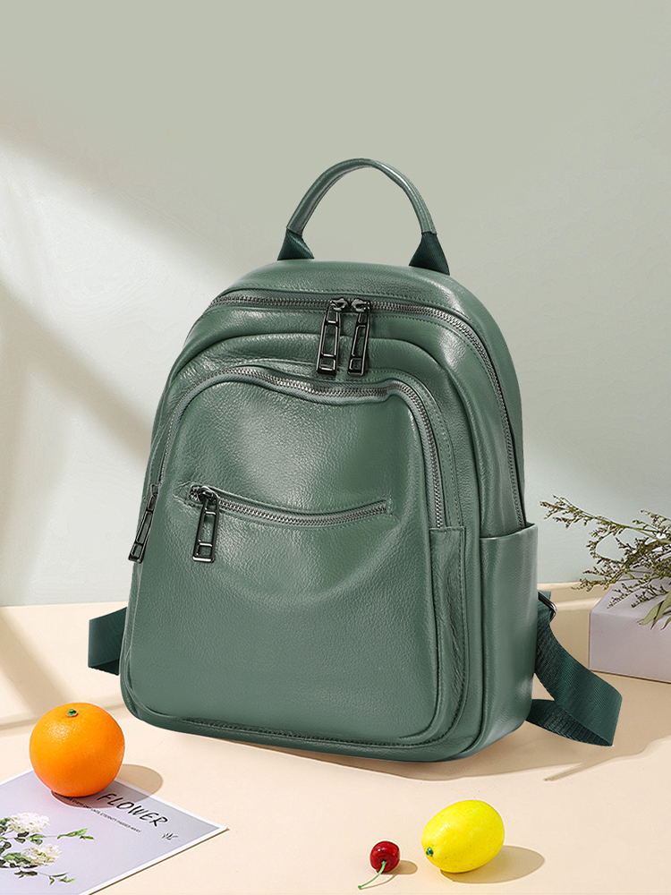 Zency Green Ransel Kulit Asli  - Women Bags Green ulasan dan harga