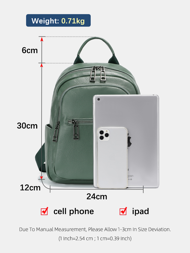 Zency Green Ransel Kulit Asli  - Women Bags Green ulasan dan harga
