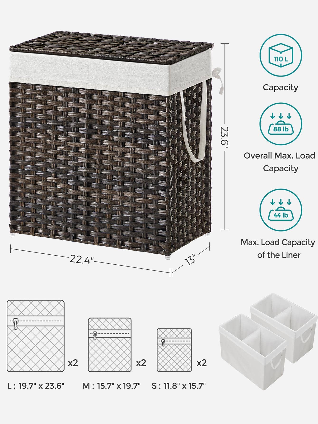 Keranjang Pakaian Kotor Ganda  - Basket Bag Wicker ulasan dan harga