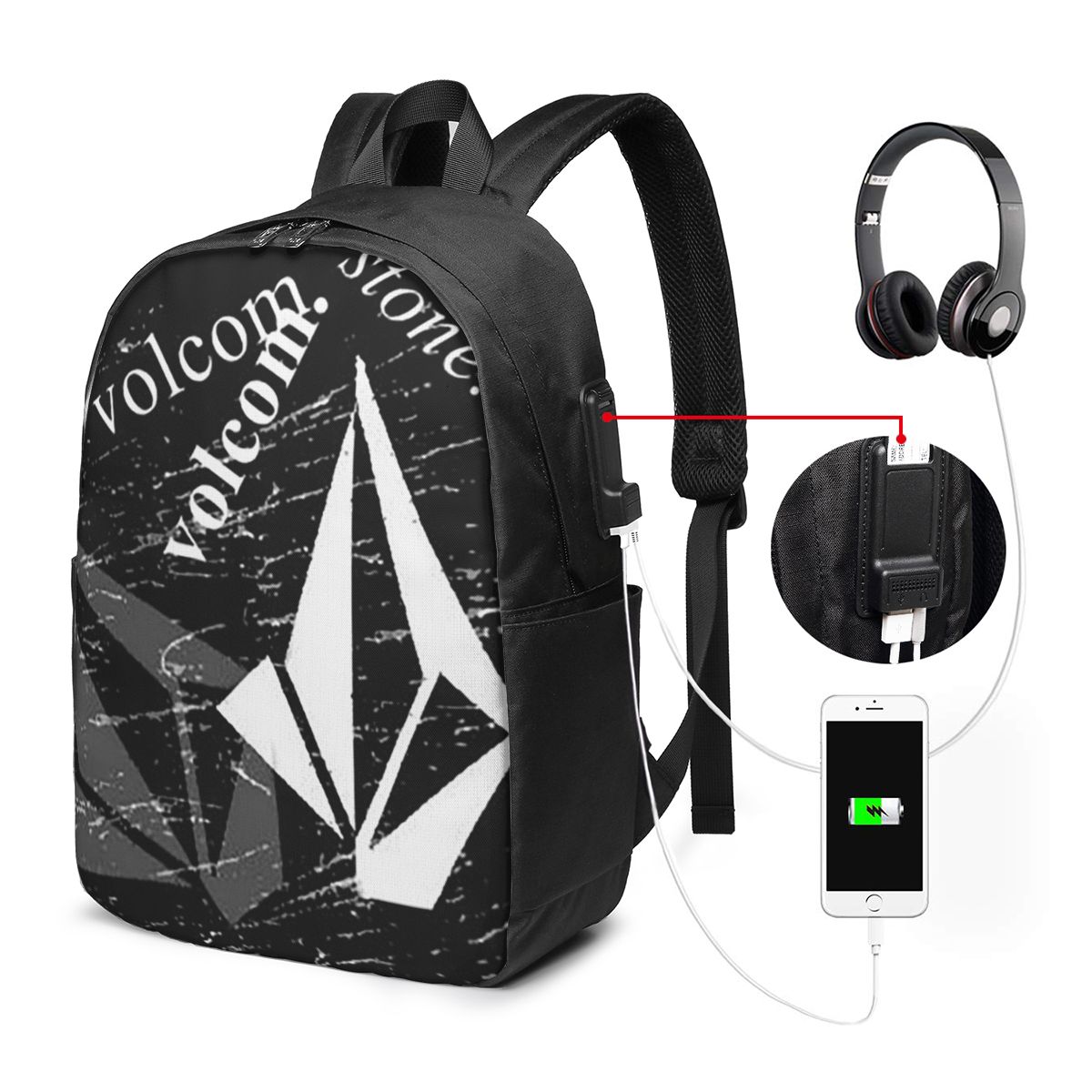 V-Volcom Logo Backpack Tas Not - Women Bags Logo ulasan dan harga