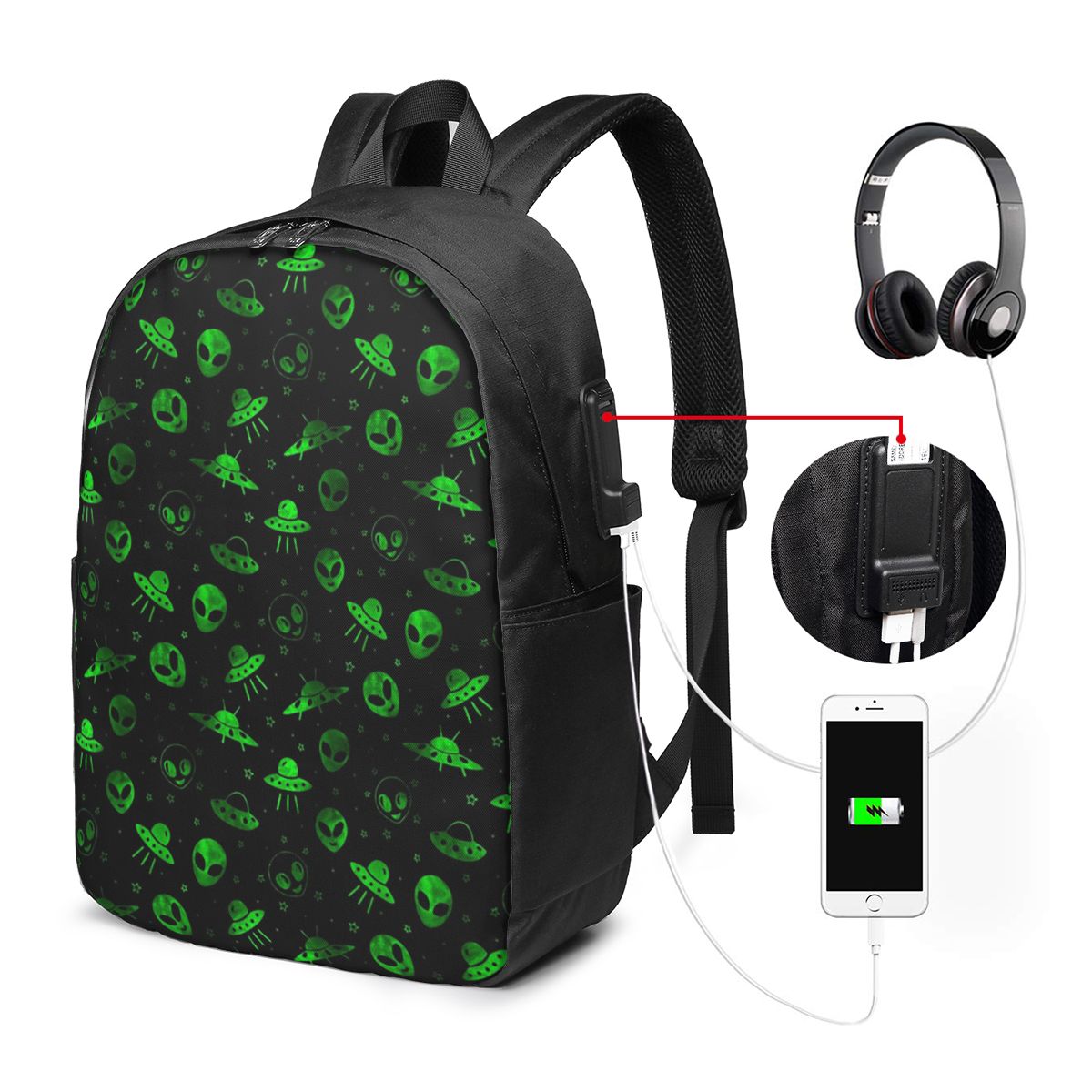 Tas Ransel Pola Alien dan UFO  - Women'S Bags Travel ulasan dan harga